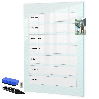 Tableau magnétique effaçable Agenda hebdomadaire avec espace pour photos