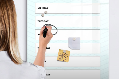 Tableau magnétique effaçable Agenda hebdomadaire avec espace pour photos