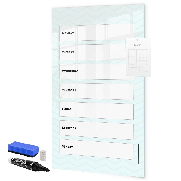 Tableau magnétique effaçable Agenda hebdomadaire avec espace pour photos