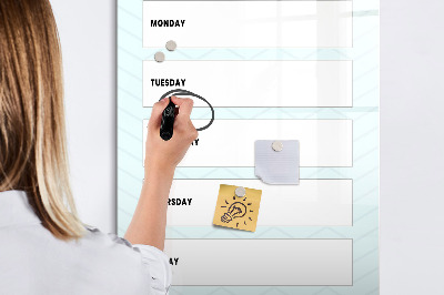 Tableau magnétique effaçable Agenda hebdomadaire avec espace pour photos