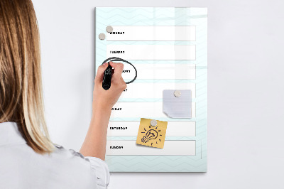 Tableau magnétique effaçable Agenda hebdomadaire avec espace pour photos