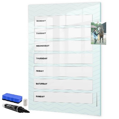 Tableau magnétique effaçable Agenda hebdomadaire avec espace pour photos