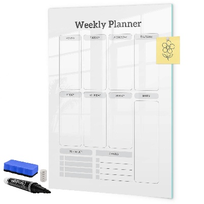 Tableau magnétique effaçable Agenda hebdomadaire avec espace pour photos