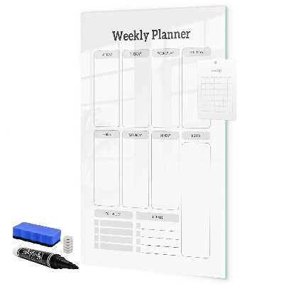 Tableau magnétique effaçable Agenda hebdomadaire avec espace pour photos