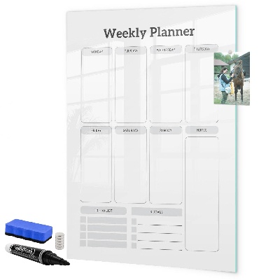 Tableau magnétique effaçable Agenda hebdomadaire avec espace pour photos