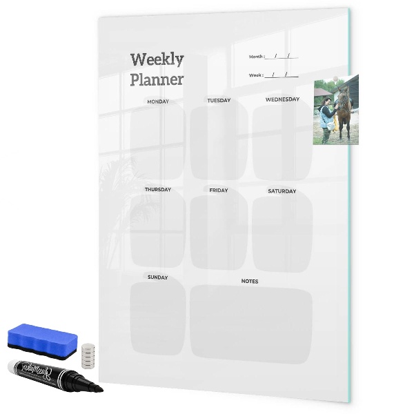 Tableau effaçable magnétique Agenda hebdomadaire avec espace pour photos