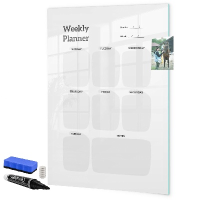 Tableau effaçable magnétique Agenda hebdomadaire avec espace pour photos