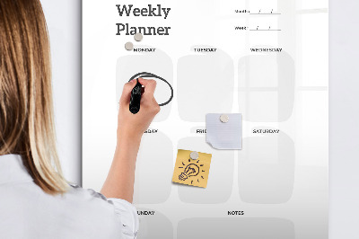 Tableau effaçable magnétique Agenda hebdomadaire avec espace pour photos