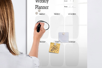 Tableau effaçable magnétique Agenda hebdomadaire avec espace pour photos