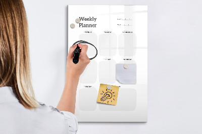 Tableau effaçable magnétique Agenda hebdomadaire avec espace pour photos
