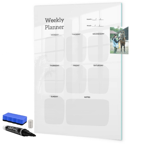 Tableau effaçable magnétique Agenda hebdomadaire avec espace pour photos