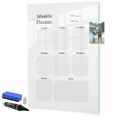 Tableau effaçable magnétique Agenda hebdomadaire avec espace pour photos