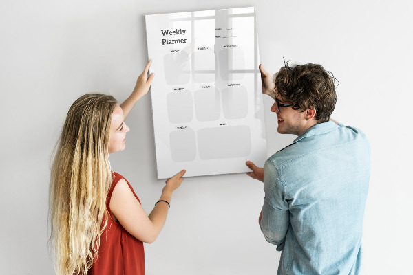 Tableau effaçable magnétique Agenda hebdomadaire avec espace pour photos