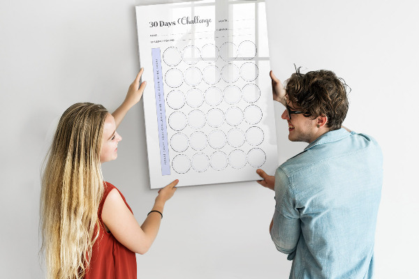 Tableau magnétique effaçable Défi photo de 30 jours