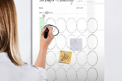 Tableau effaçable magnétique Défi de 30 jours : Suivez vos progrès