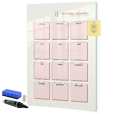 Tableau effaçable magnétique Calendrier d'anniversaires avec espace pour photos