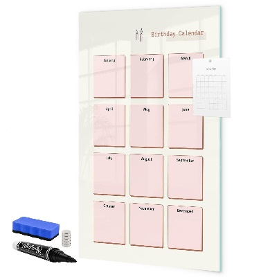 Tableau effaçable magnétique Calendrier d'anniversaires avec espace pour photos
