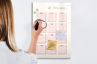 Tableau effaçable magnétique Calendrier d'anniversaires avec espace pour photos