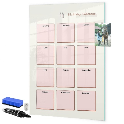 Tableau effaçable magnétique Calendrier d'anniversaires avec espace pour photos