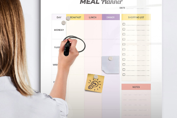 Tableau magnétique effaçable Planificateur de repas pour chaque semaine