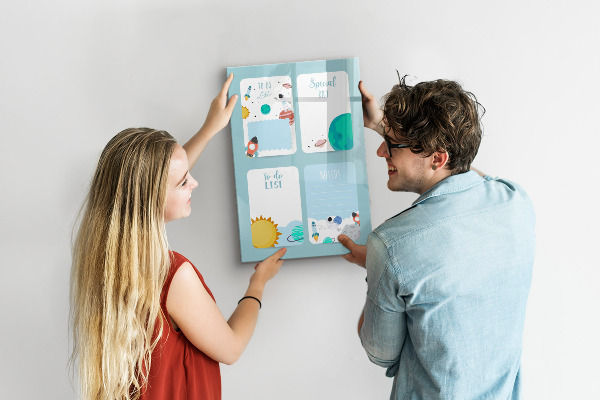 Tableau magnétique effaçable Agenda avec espace pour photos