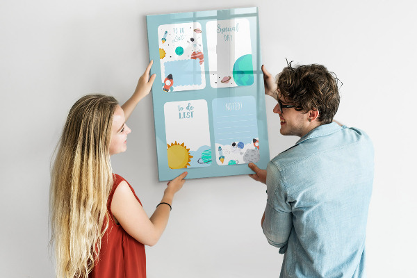 Tableau magnétique effaçable Agenda avec espace pour photos