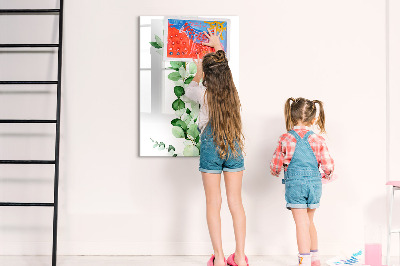Tableau magnétique effaçable Motif vert avec espace pour photos