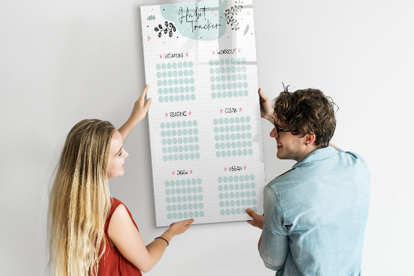 Tableau effaçable magnétique Suivi de vos habitudes et activités quotidiennes