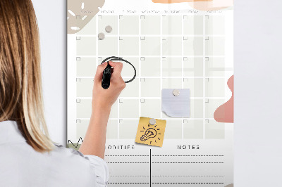 Tableau effaçable magnétique Agenda mensuel avec espace pour photos