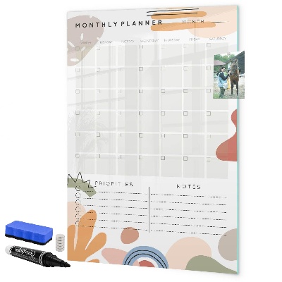 Tableau effaçable magnétique Agenda mensuel avec espace pour photos