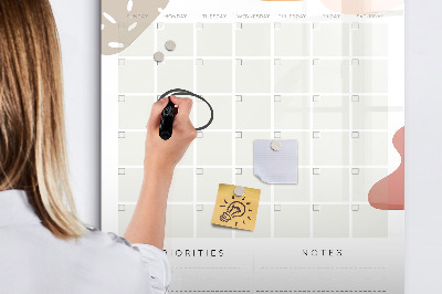 Tableau effaçable magnétique Agenda mensuel avec espace pour photos