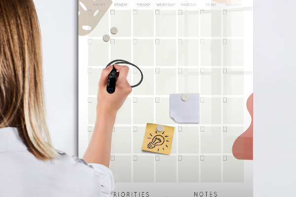 Tableau effaçable magnétique Agenda mensuel avec espace pour photos