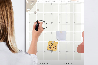 Tableau effaçable magnétique Agenda mensuel avec espace pour photos