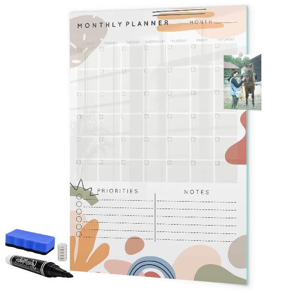 Tableau effaçable magnétique Agenda mensuel avec espace pour photos
