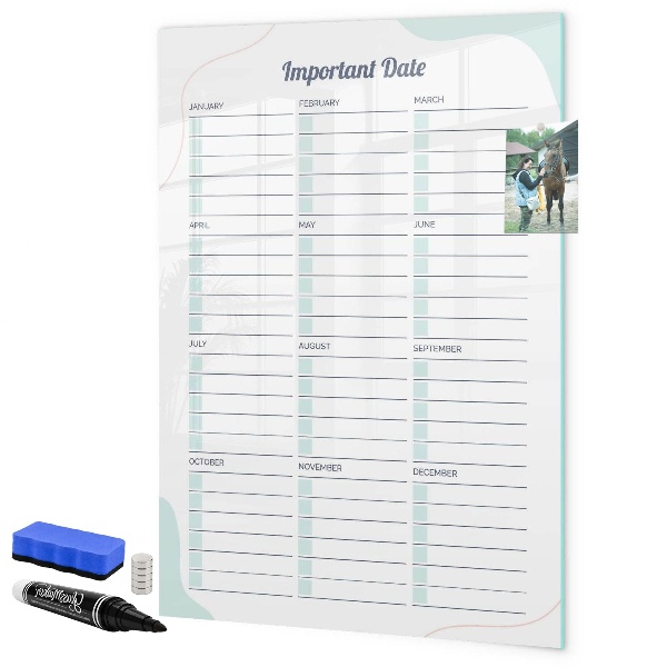 Tableau effaçable magnétique Agenda pour dates importantes et photos