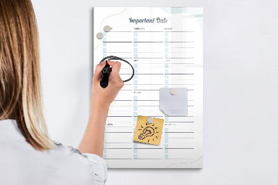 Tableau effaçable magnétique Agenda pour dates importantes et photos