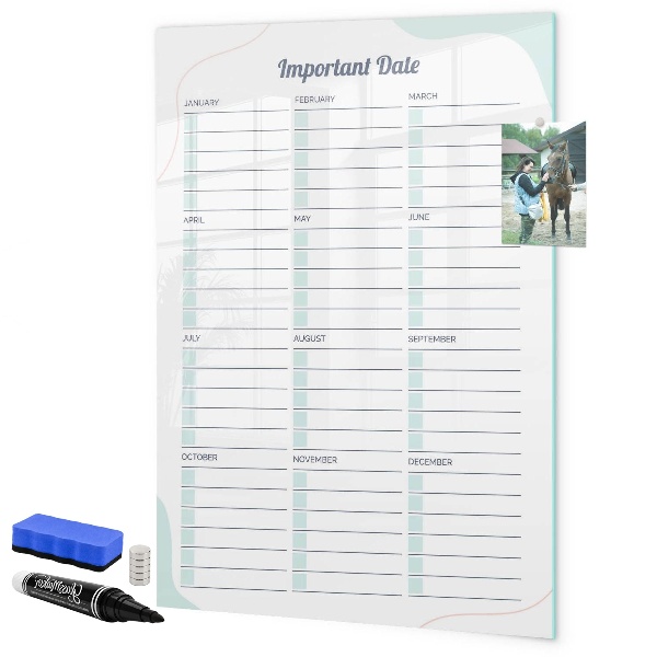 Tableau effaçable magnétique Agenda pour dates importantes et photos