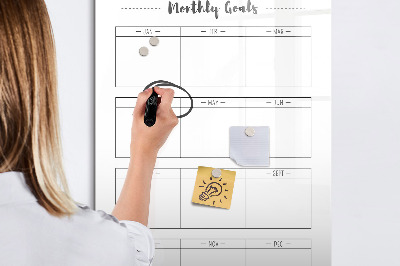 Tableau effaçable magnétique Objectifs mensuels avec possibilité de personnalisation