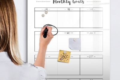 Tableau effaçable magnétique Objectifs mensuels avec possibilité de personnalisation