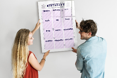 Tableau magnétique effaçable Calendrier d'anniversaires avec espace pour photos