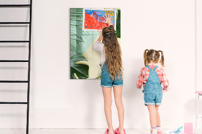 Tableau effaçable magnétique Collage vert de souvenirs avec des photos