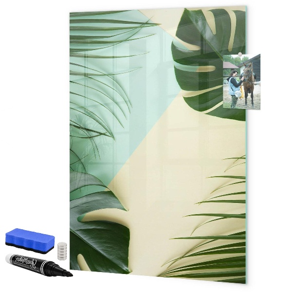 Tableau effaçable magnétique Collage vert de souvenirs avec des photos