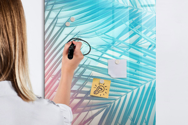 Tableau magnétique effaçable Fond avec des palmiers et des photos à épingler