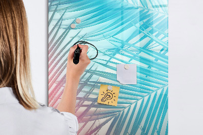 Tableau magnétique effaçable Fond avec des palmiers et des photos à épingler
