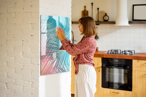 Tableau magnétique effaçable Fond avec des palmiers et des photos à épingler