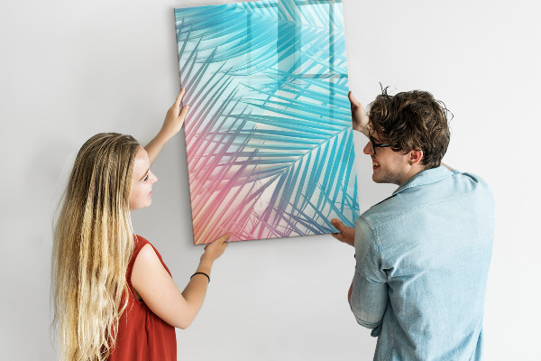 Tableau magnétique effaçable Fond avec des palmiers et des photos à épingler