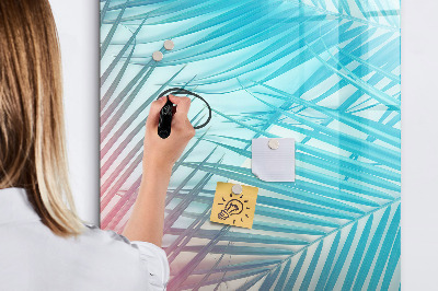 Tableau magnétique effaçable Fond avec des palmiers et des photos à épingler