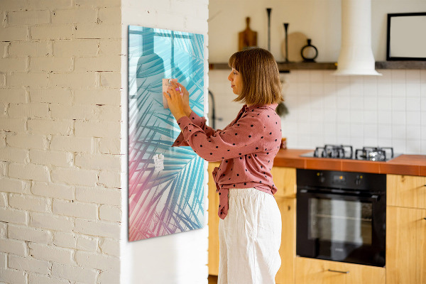 Tableau magnétique effaçable Fond avec des palmiers et des photos à épingler
