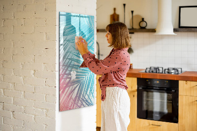 Tableau magnétique effaçable Fond avec des palmiers et des photos à épingler