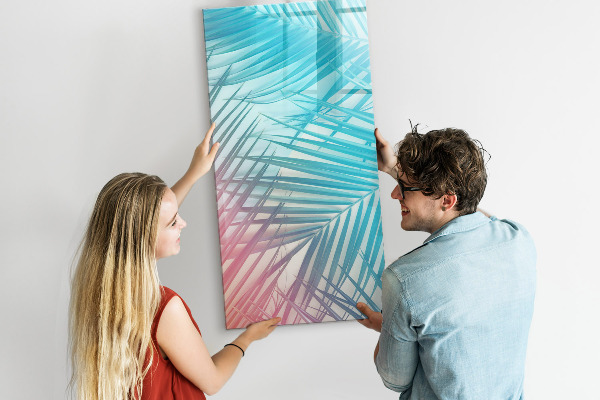 Tableau magnétique effaçable Fond avec des palmiers et des photos à épingler